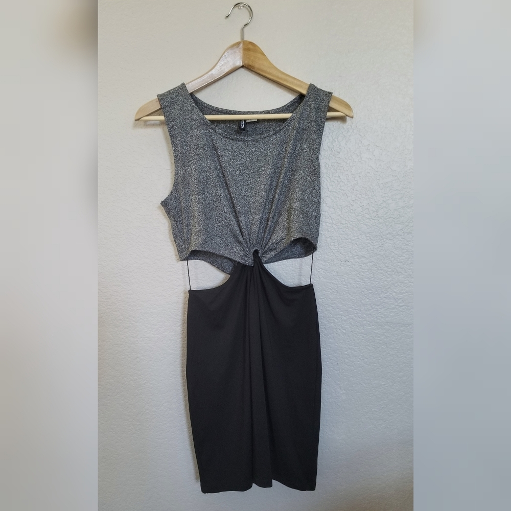 Divided Sporty Summer Gray & Black Cut-out Dress Sz. Medium